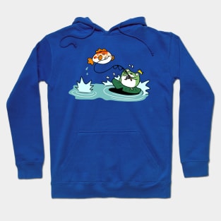 Fisherman Frog Catches a Koi Fish Hoodie